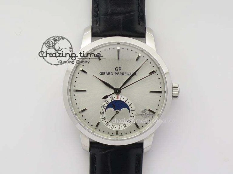 AllSeason GP Moonphase SS Silver Dial On Black Leather Strap On Cal.GP033MO 6611