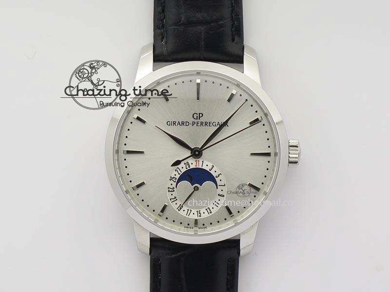 AllSeason GP Moonphase SS Silver Dial On Black Leather Strap On Cal.GP033MO 6611