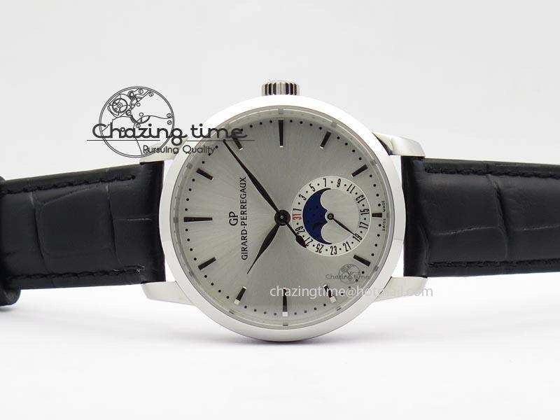 AllSeason GP Moonphase SS Silver Dial On Black Leather Strap On Cal.GP033MO 6611