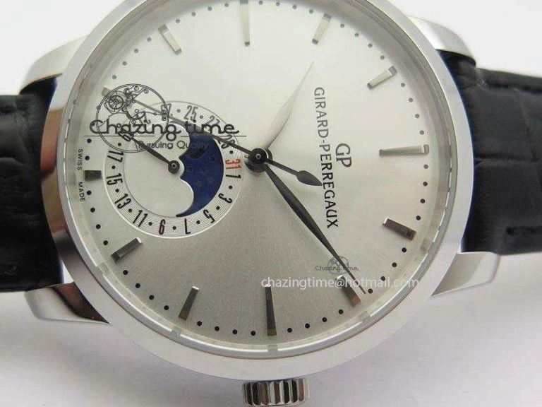 AllSeason GP Moonphase SS Silver Dial On Black Leather Strap On Cal.GP033MO 6611