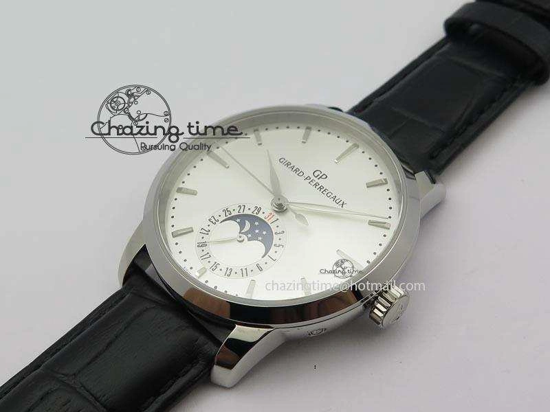 AllSeason GP Moonphase SS Silver Dial On Black Leather Strap On Cal.GP033MO 6611