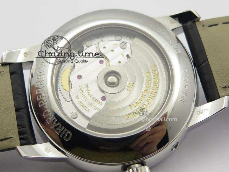 AllSeason GP Moonphase SS Silver Dial On Black Leather Strap On Cal.GP033MO 6611