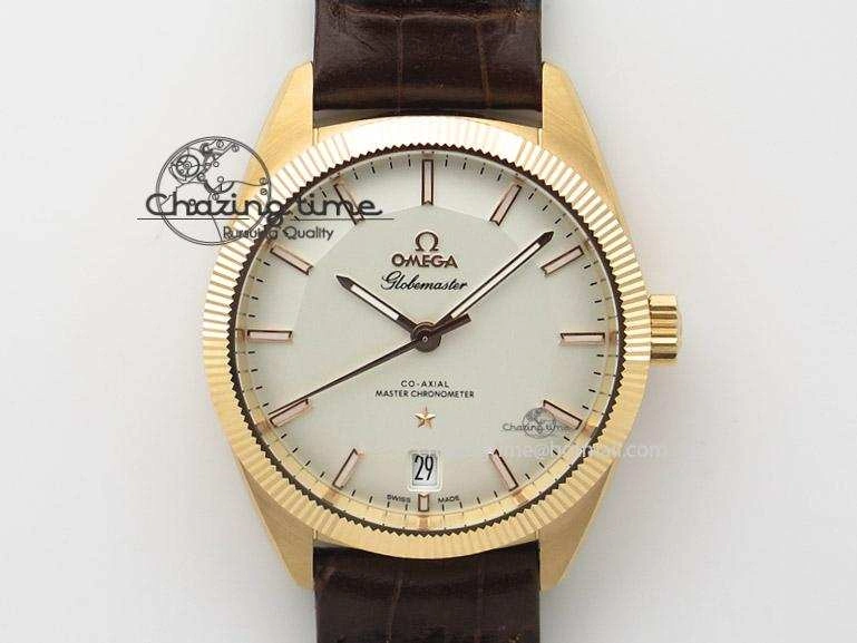 Globemaster Master Chronometer RG V6F Best Edition White Dial On Brown Leather Strap A GoodFit 8271