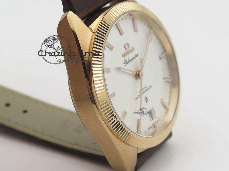 Globemaster Master Chronometer RG V6F Best Edition White Dial On Brown Leather Strap A GoodFit 8271