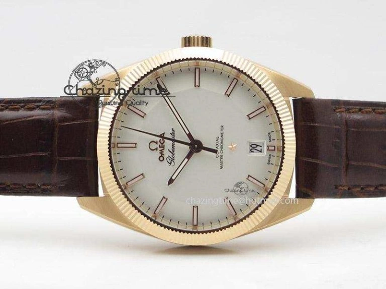 Globemaster Master Chronometer RG V6F Best Edition White Dial On Brown Leather Strap A GoodFit 8271