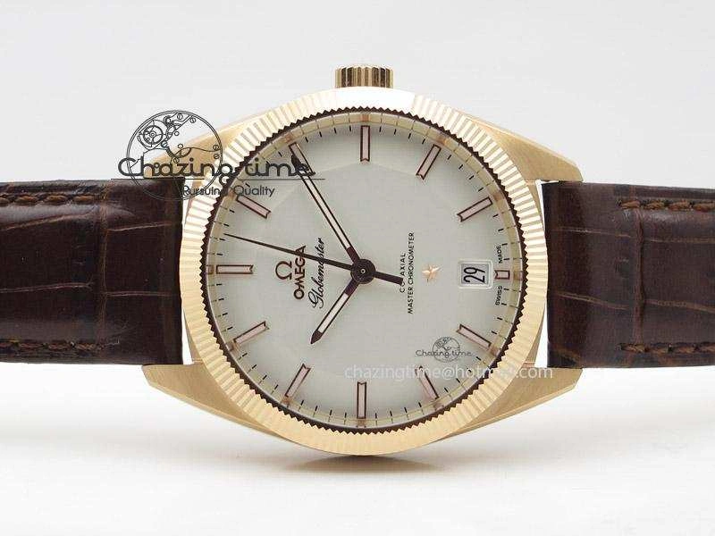 Globemaster Master Chronometer RG V6F Best Edition White Dial On Brown Leather Strap A GoodFit 8271