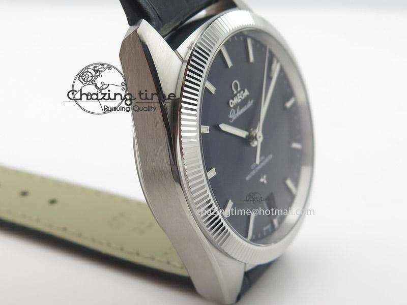 Globemaster Master Chronometer SS V6F Best Edition Black Dial On Black Leather Strap A Stretchable 8268