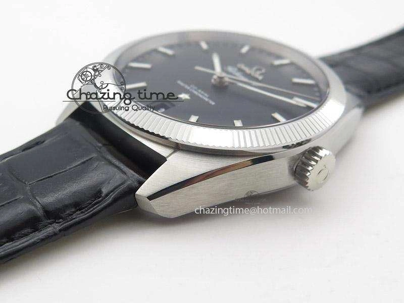 Globemaster Master Chronometer SS V6F Best Edition Black Dial On Black Leather Strap A Stretchable 8268