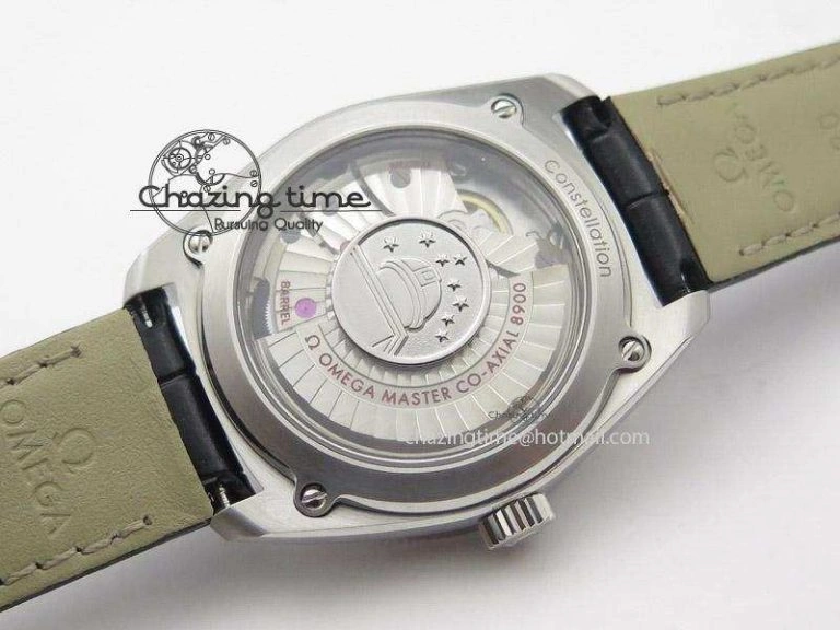 Globemaster Master Chronometer SS V6F Best Edition Black Dial On Black Leather Strap A Stretchable 8268