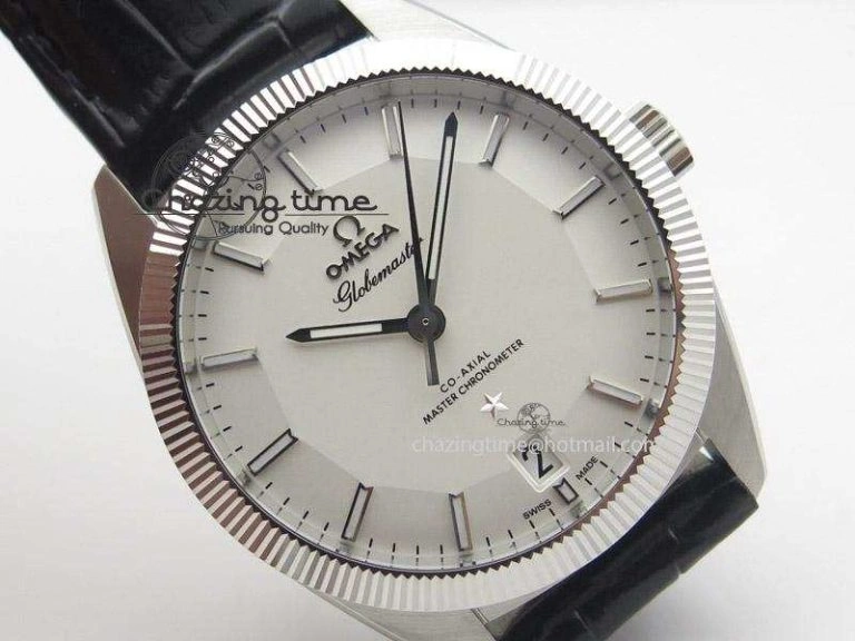 Globemaster Master Chronometer SS V6F Best Edition White Dial On Black Leather Strap A FastDry 8269