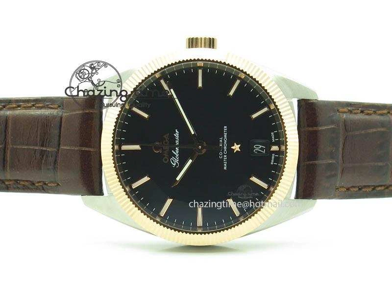 Cozy Globemaster Master Chronometer SS RG V6F Best Edition Black Dial On Brown Leather Strap A 8270