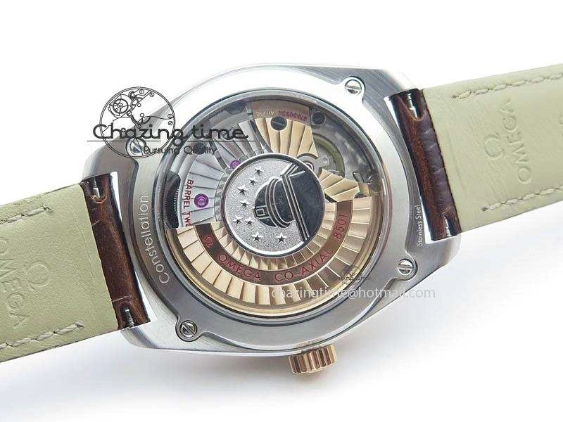 Cozy Globemaster Master Chronometer SS RG V6F Best Edition Black Dial On Brown Leather Strap A 8270