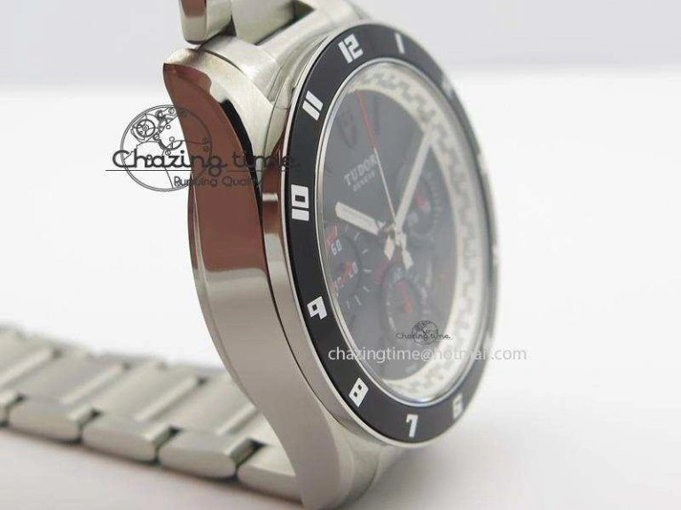 Upgraded GranTour Chronograph SS Black Dial On SS Bracelet A 9789