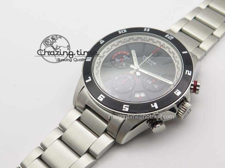 Upgraded GranTour Chronograph SS Black Dial On SS Bracelet A 9789