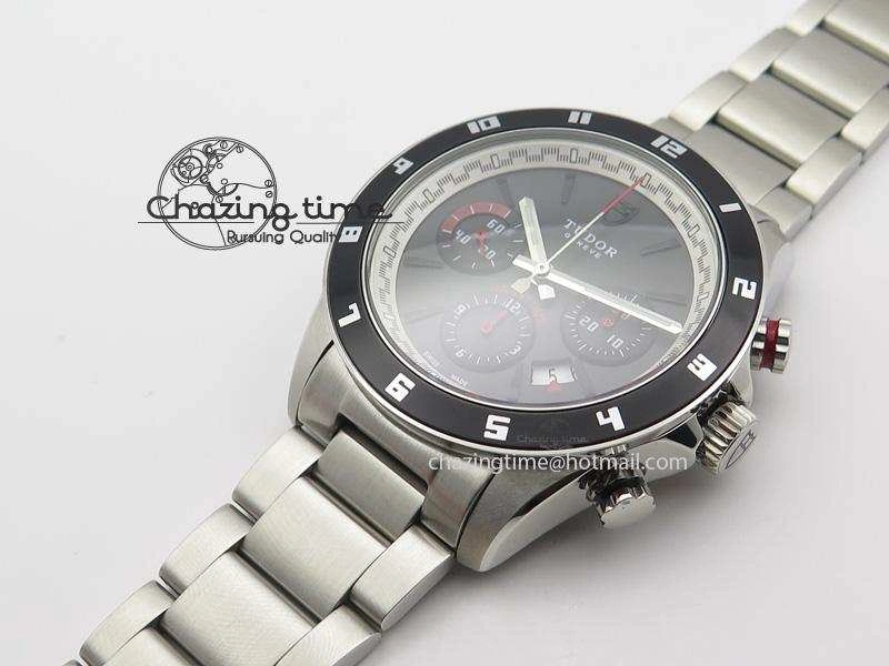 Upgraded GranTour Chronograph SS Black Dial On SS Bracelet A 9789