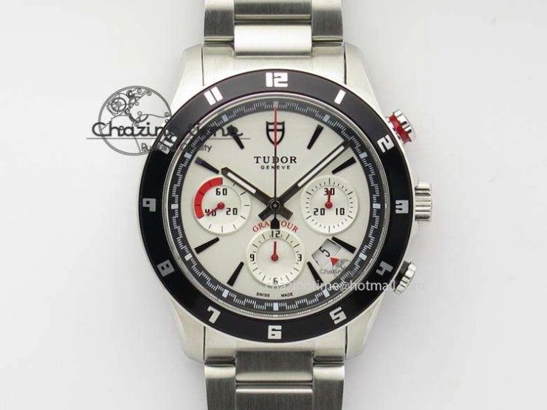 GranTour Chronograph SS White Dial On SS Bracelet A Original 9791