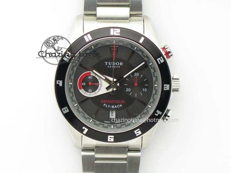 TopPick GranTour Flyback SS Black Dial On SS Bracelet A 9794