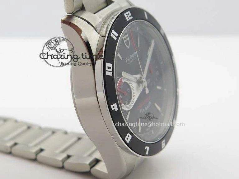 TopPick GranTour Flyback SS Black Dial On SS Bracelet A 9794