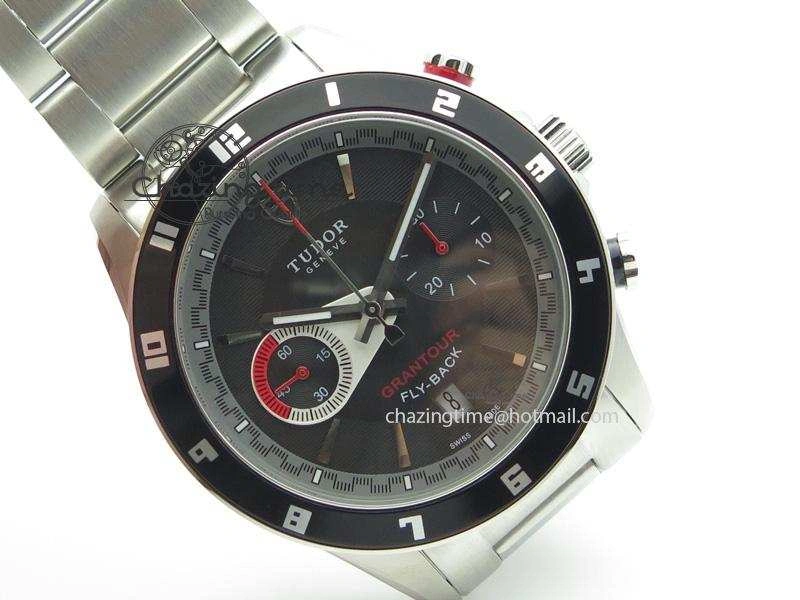 TopPick GranTour Flyback SS Black Dial On SS Bracelet A 9794