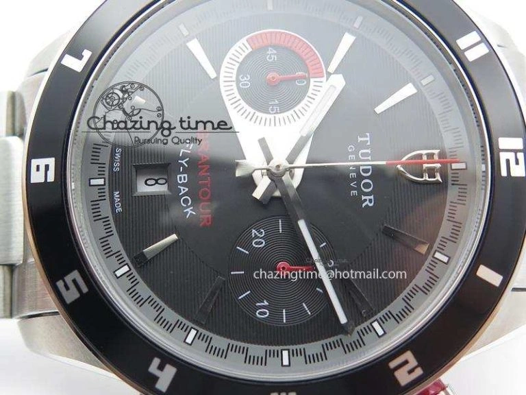 TopPick GranTour Flyback SS Black Dial On SS Bracelet A 9794