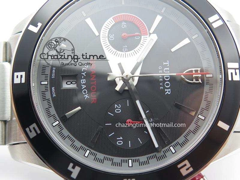 TopPick GranTour Flyback SS Black Dial On SS Bracelet A 9794