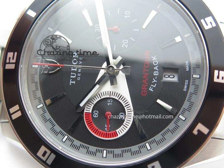 TopPick GranTour Flyback SS Black Dial On SS Bracelet A 9794