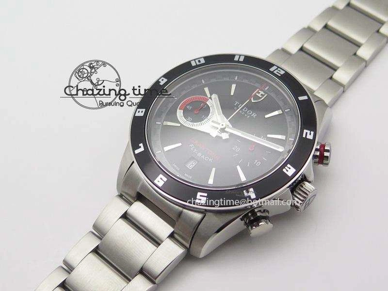 TopPick GranTour Flyback SS Black Dial On SS Bracelet A 9794