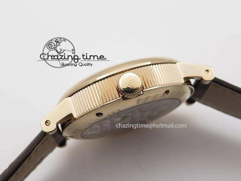 Popular Grand Complication Moon Phase Tourbillon RG White Dial On Brown Leather Strap 5376