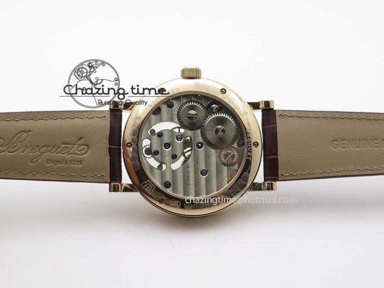 Popular Grand Complication Moon Phase Tourbillon RG White Dial On Brown Leather Strap 5376