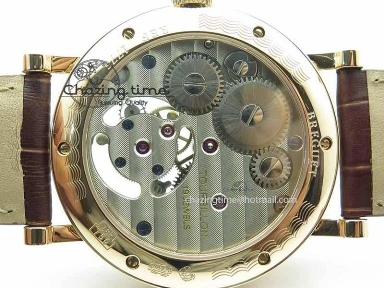 Popular Grand Complication Moon Phase Tourbillon RG White Dial On Brown Leather Strap 5376