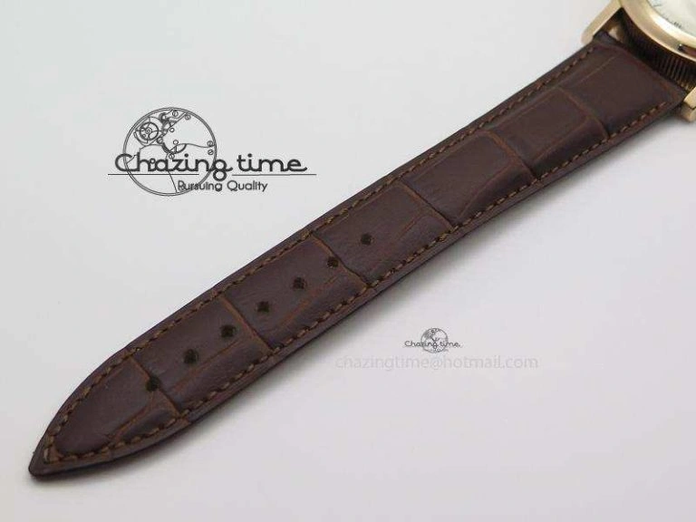 Popular Grand Complication Moon Phase Tourbillon RG White Dial On Brown Leather Strap 5376