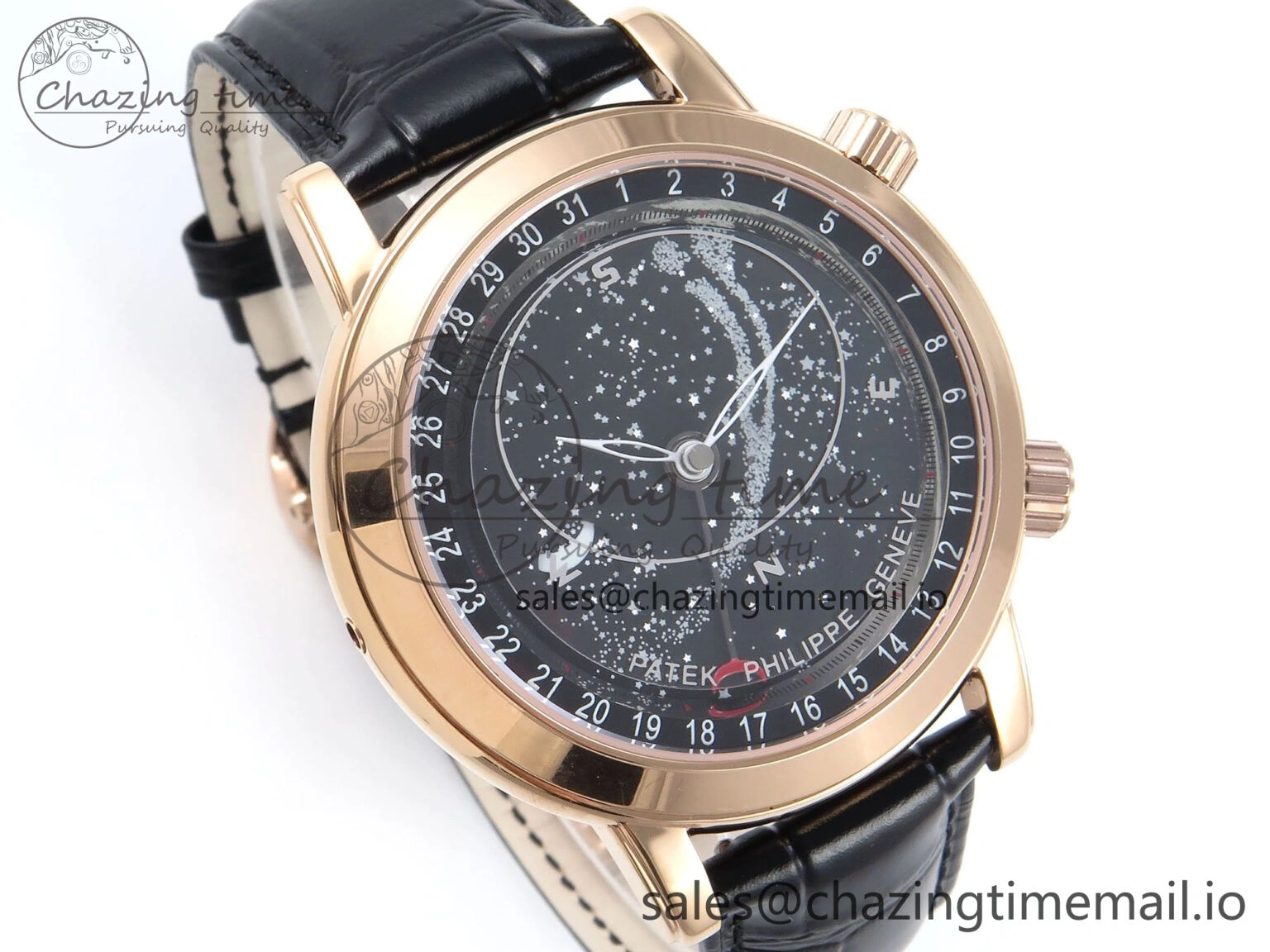 Grand Complications 6102G Moon RG YLF Black Dial on Black Leather Strap A Reliable 8650