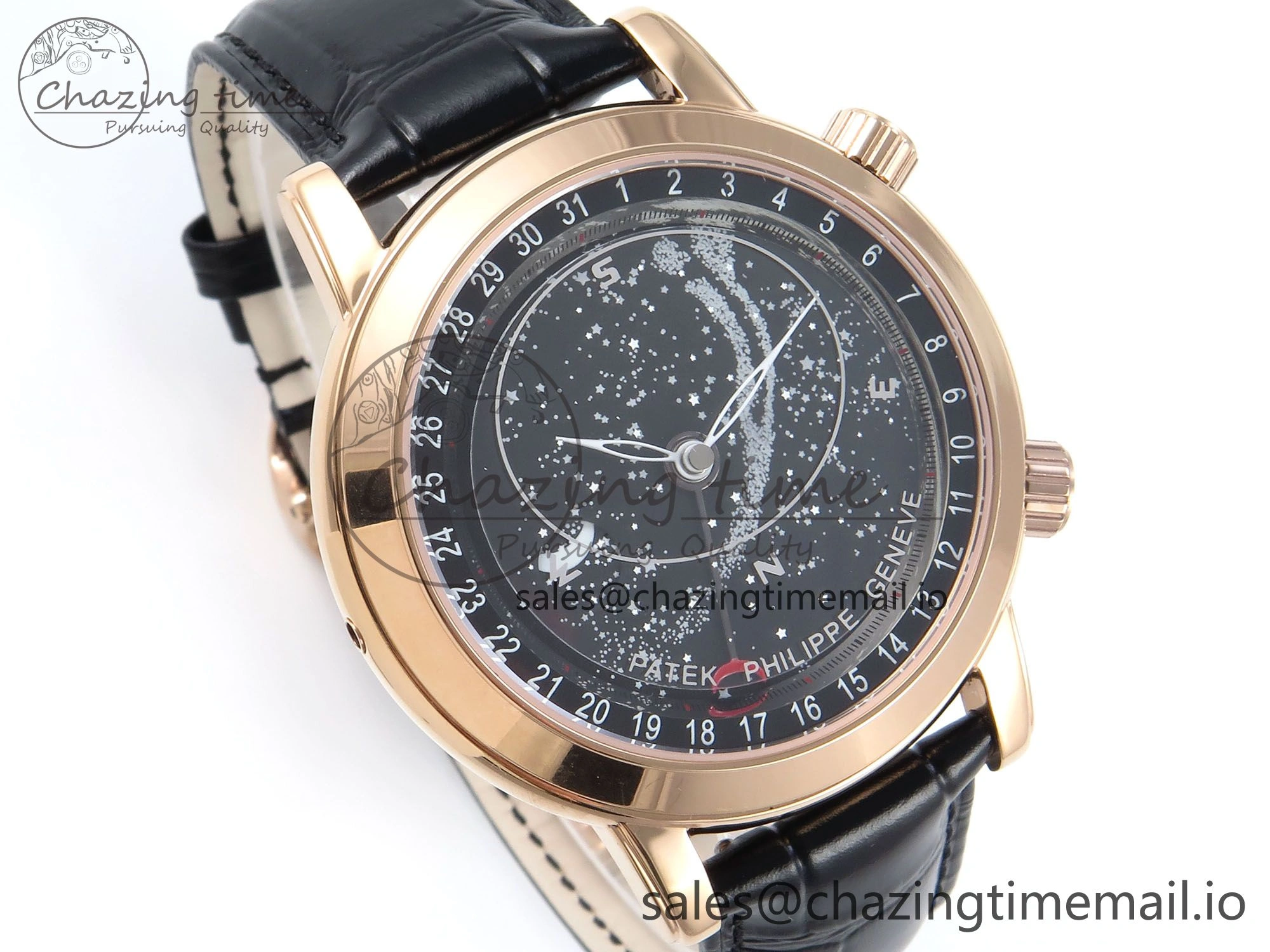 Grand Complications 6102G Moon RG YLF Black Dial on Black Leather Strap A Reliable 8650