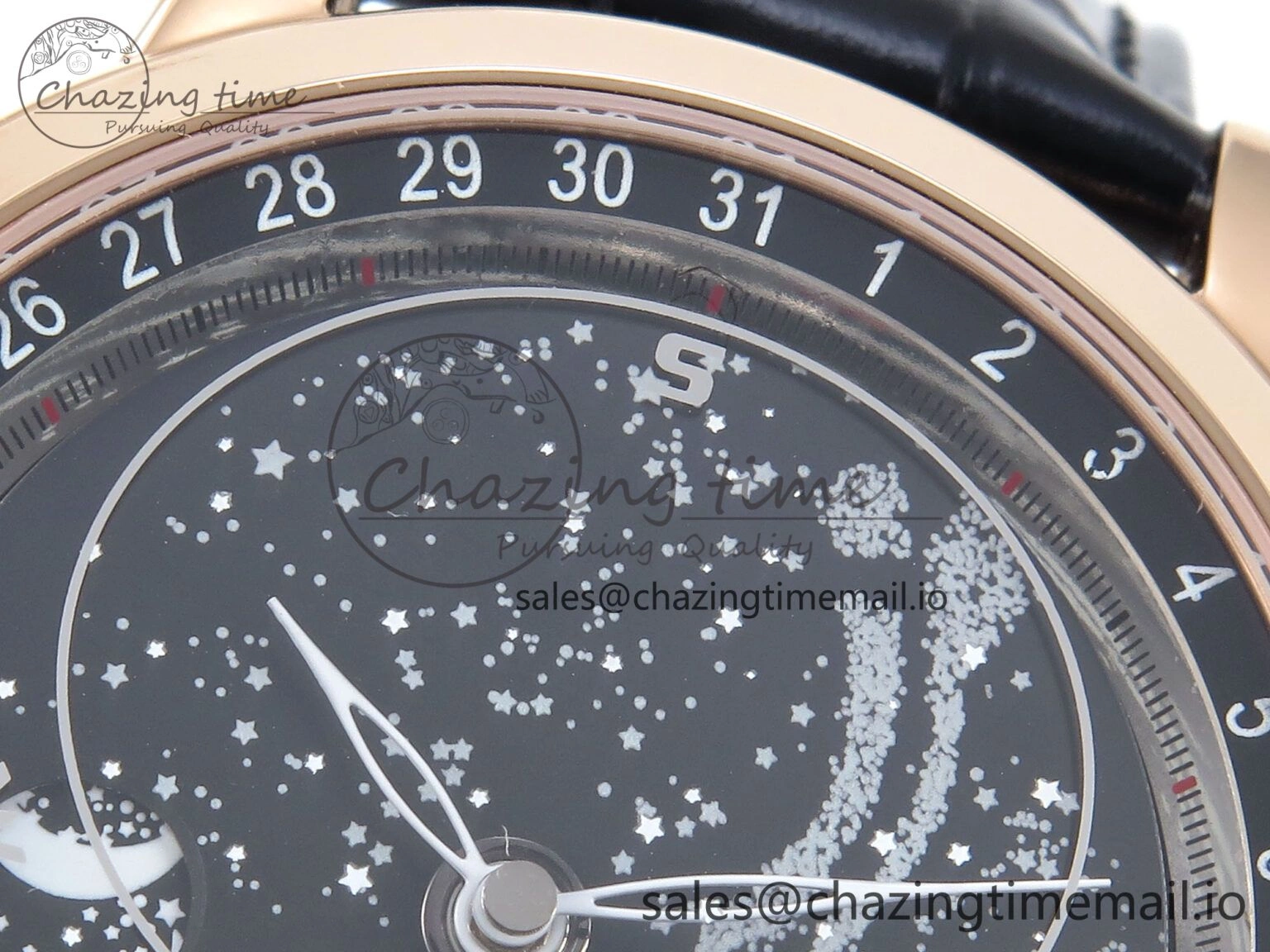 Grand Complications 6102G Moon RG YLF Black Dial on Black Leather Strap A Reliable 8650