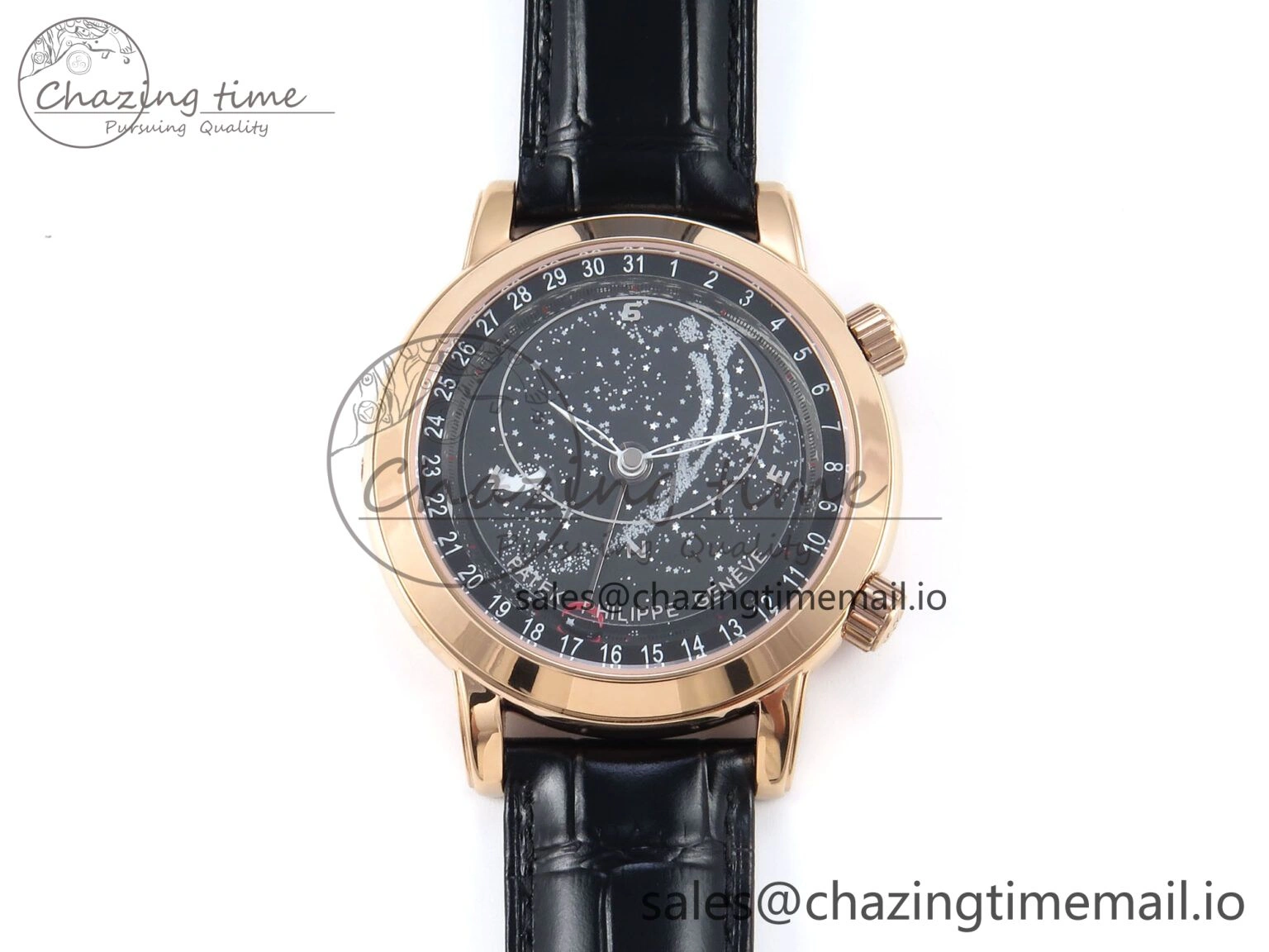 Grand Complications 6102G Moon RG YLF Black Dial on Black Leather Strap A Reliable 8650
