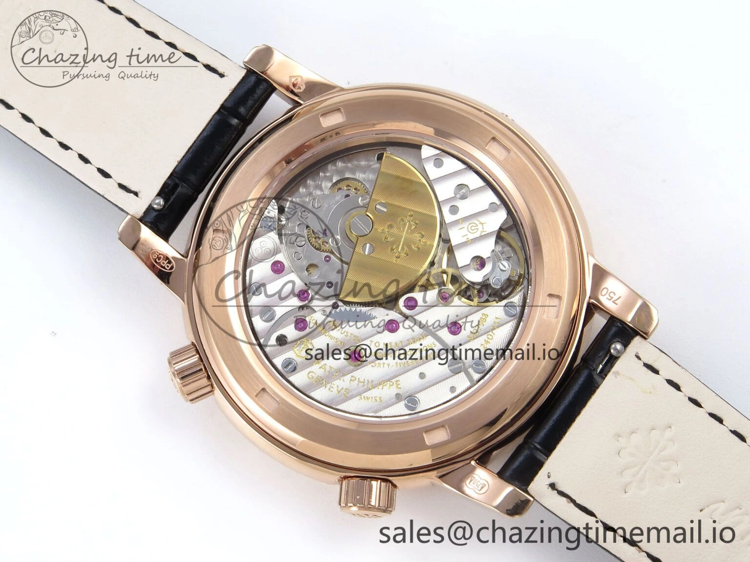 Grand Complications 6102G Moon RG YLF Black Dial on Black Leather Strap A Reliable 8650