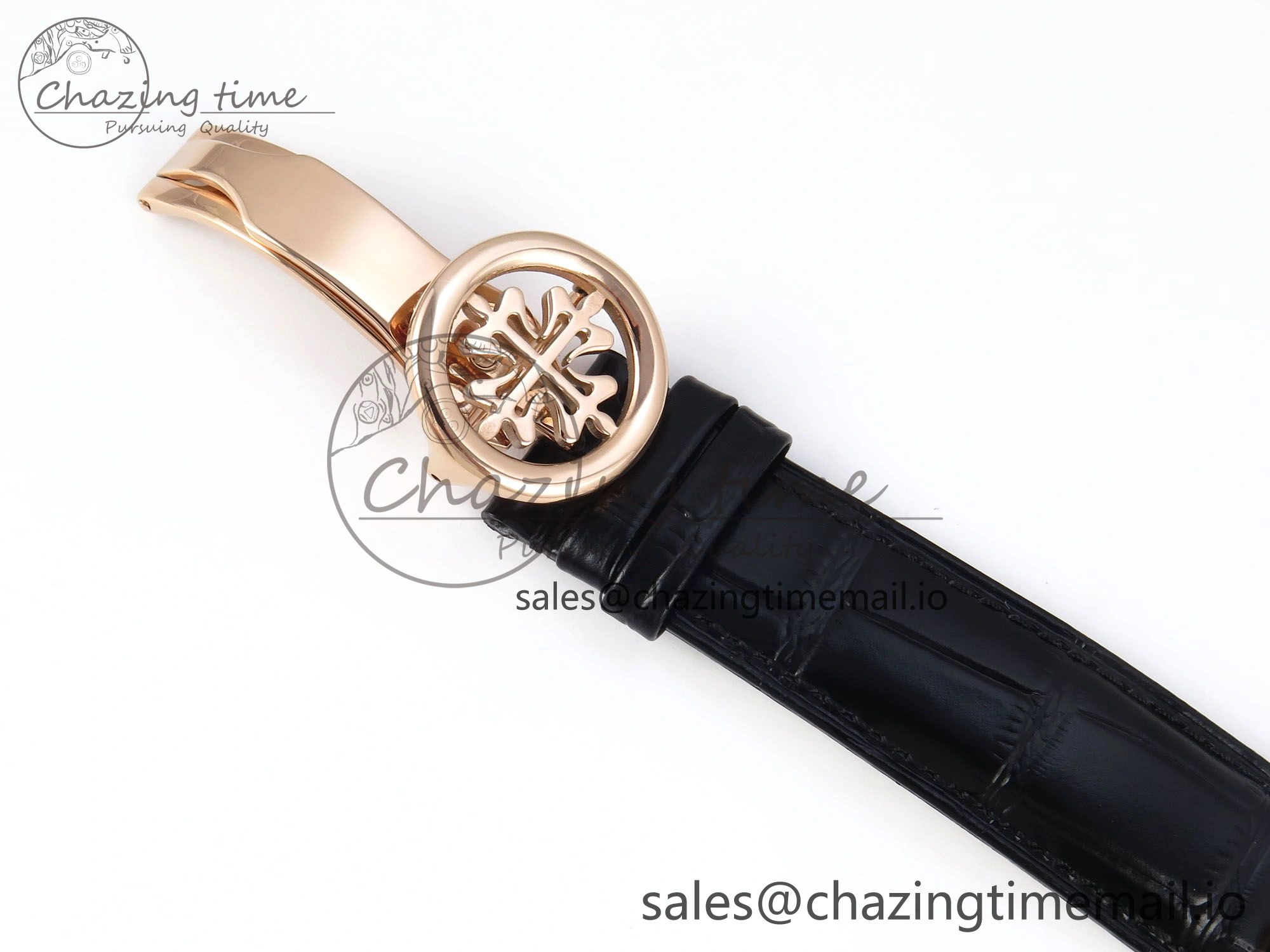 Breathable Grand Complications 6102G Moon YLF RG Black Dial Crystal Bezel on Black Leather Strap A 8648