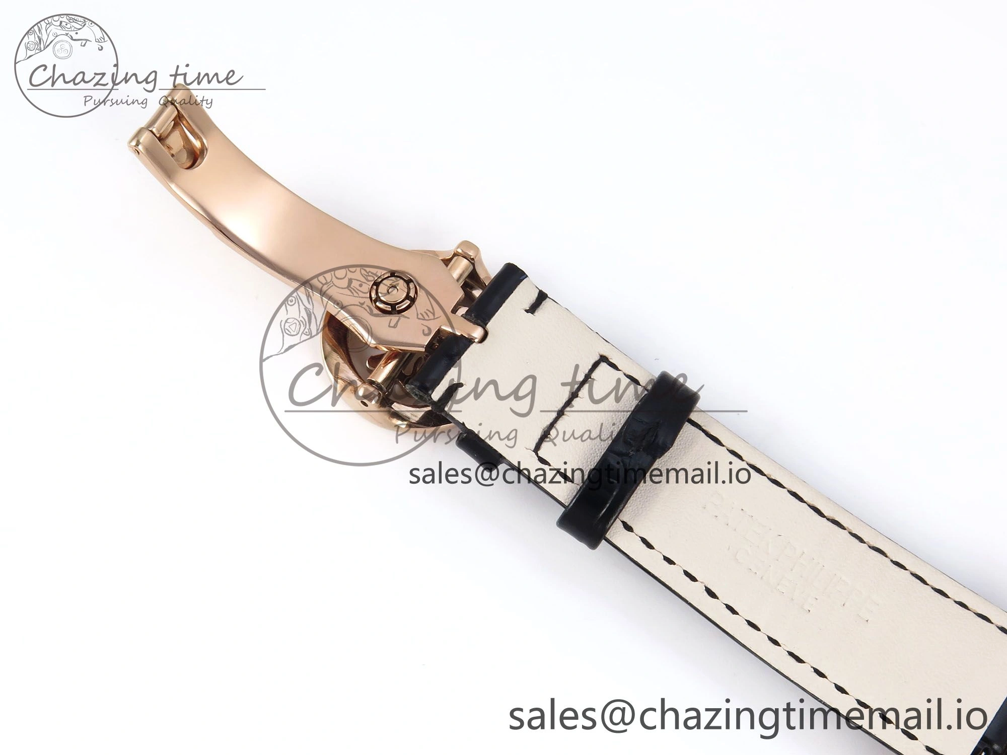 Breathable Grand Complications 6102G Moon YLF RG Black Dial Crystal Bezel on Black Leather Strap A 8648