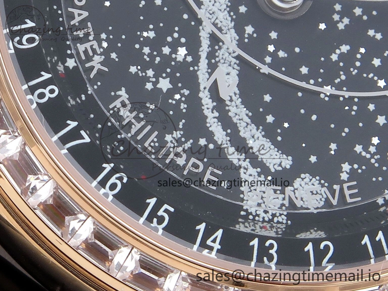 Breathable Grand Complications 6102G Moon YLF RG Black Dial Crystal Bezel on Black Leather Strap A 8648