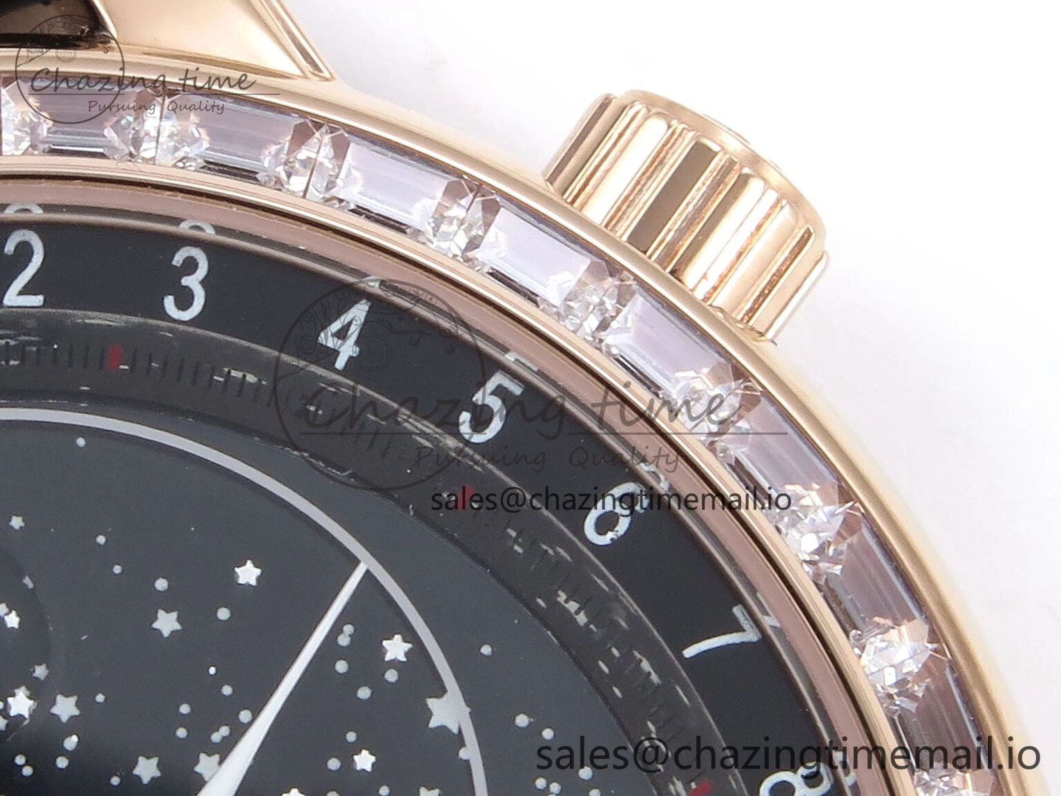 Breathable Grand Complications 6102G Moon YLF RG Black Dial Crystal Bezel on Black Leather Strap A 8648