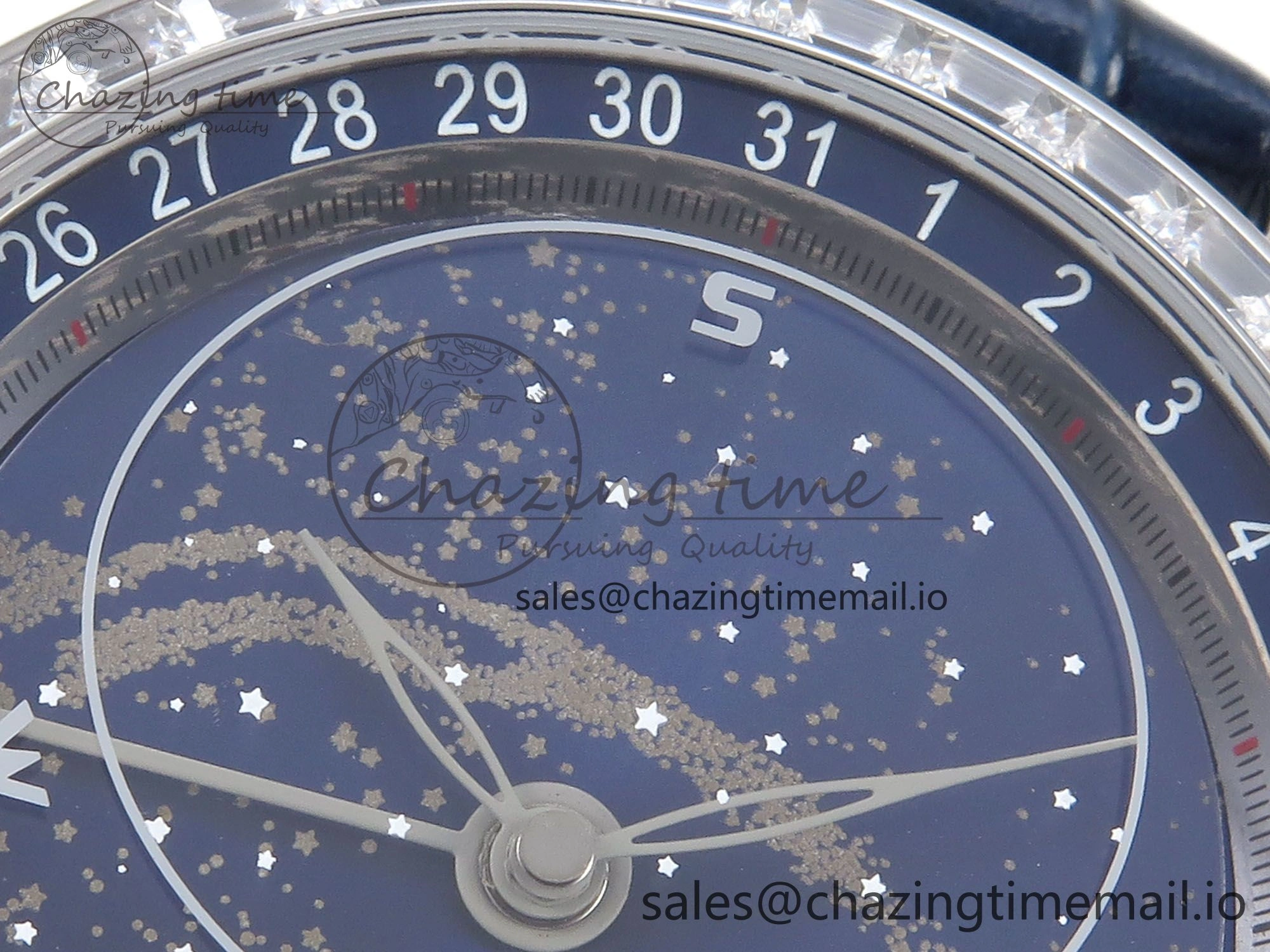 Grand Complications 6102G Moon YLF SS Blue Dial Crystal Bezel on Blue Leather Strap A Sporty 8647