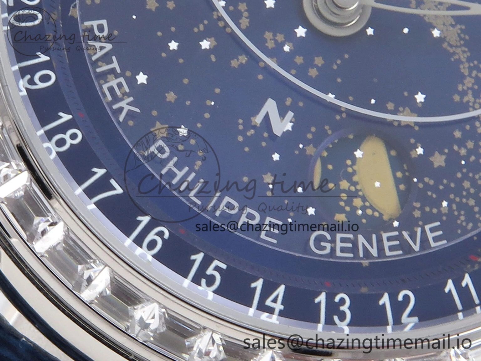 Grand Complications 6102G Moon YLF SS Blue Dial Crystal Bezel on Blue Leather Strap A Sporty 8647