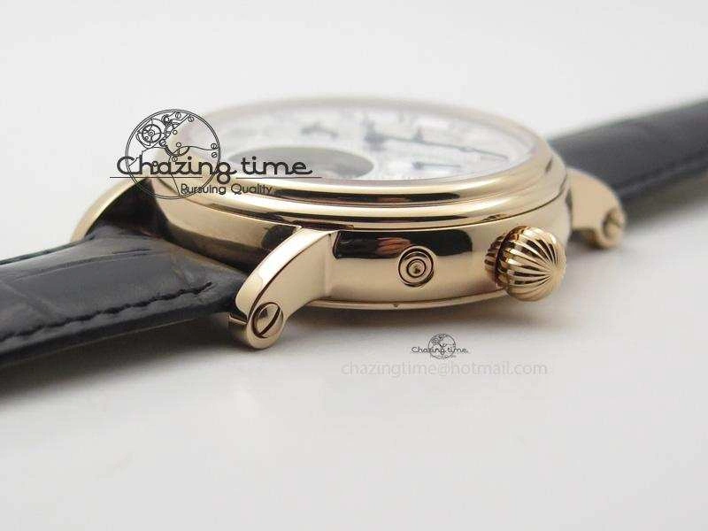 HighQuality Grand Complications AXF Best Edition RG White Dial Moonphase (Left) On Black Leather Strap 9093