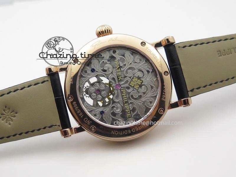 HighQuality Grand Complications AXF Best Edition RG White Dial Moonphase (Left) On Black Leather Strap 9093