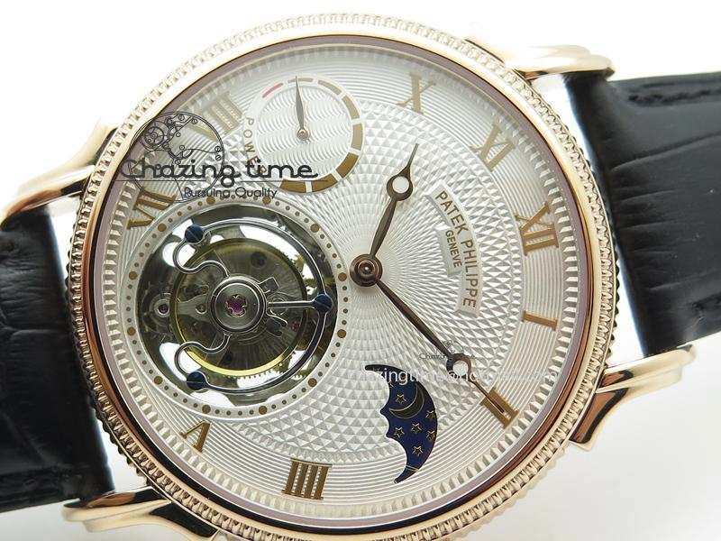 Stylish Grand Complications AXF Best Edition RG White Dial On Black Leather Strap 9095
