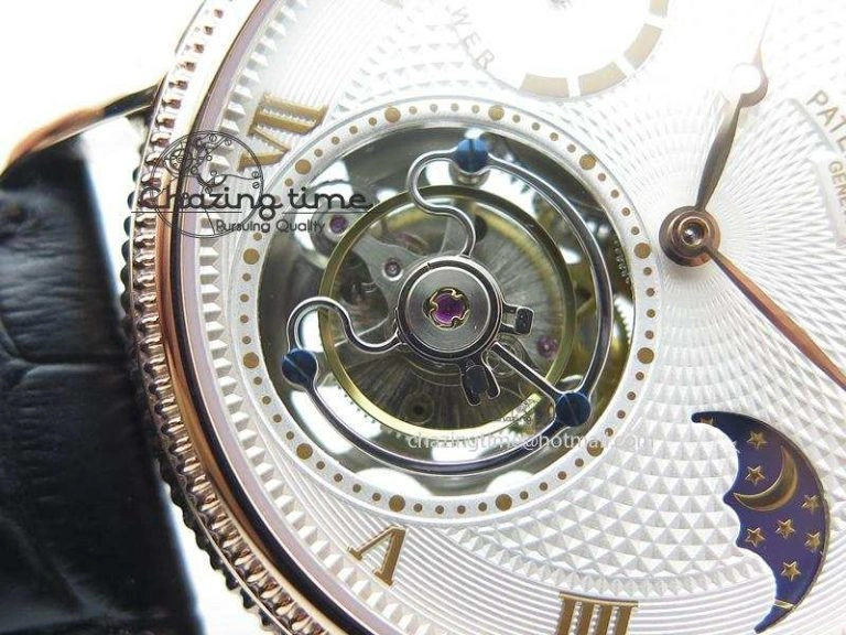Stylish Grand Complications AXF Best Edition RG White Dial On Black Leather Strap 9095