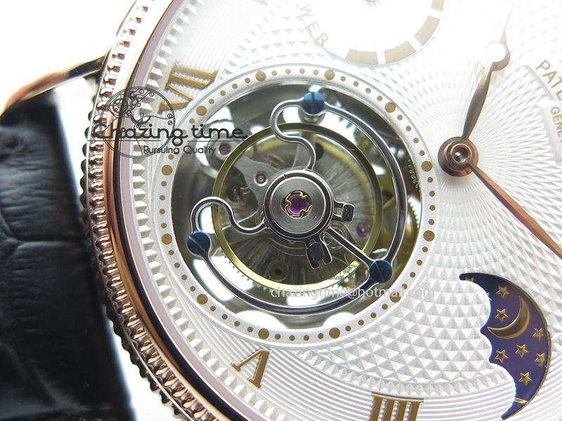 Stylish Grand Complications AXF Best Edition RG White Dial On Black Leather Strap 9095
