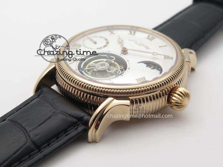 Stylish Grand Complications AXF Best Edition RG White Dial On Black Leather Strap 9095