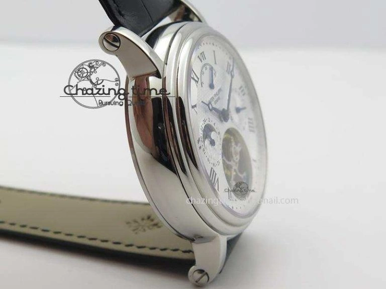 Versatile Grand Complications AXF Best Edition SS White Dial Moonphase (Left) On Black Leather Strap 9094