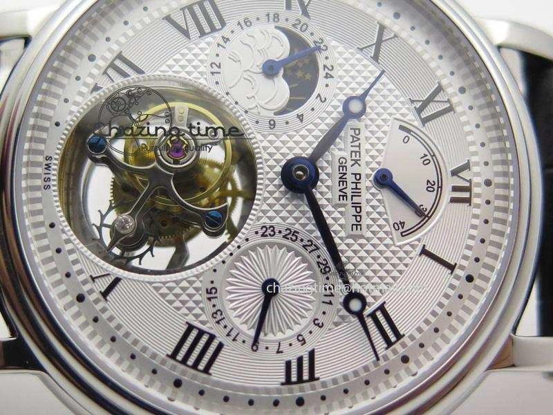 Versatile Grand Complications AXF Best Edition SS White Dial Moonphase (Left) On Black Leather Strap 9094